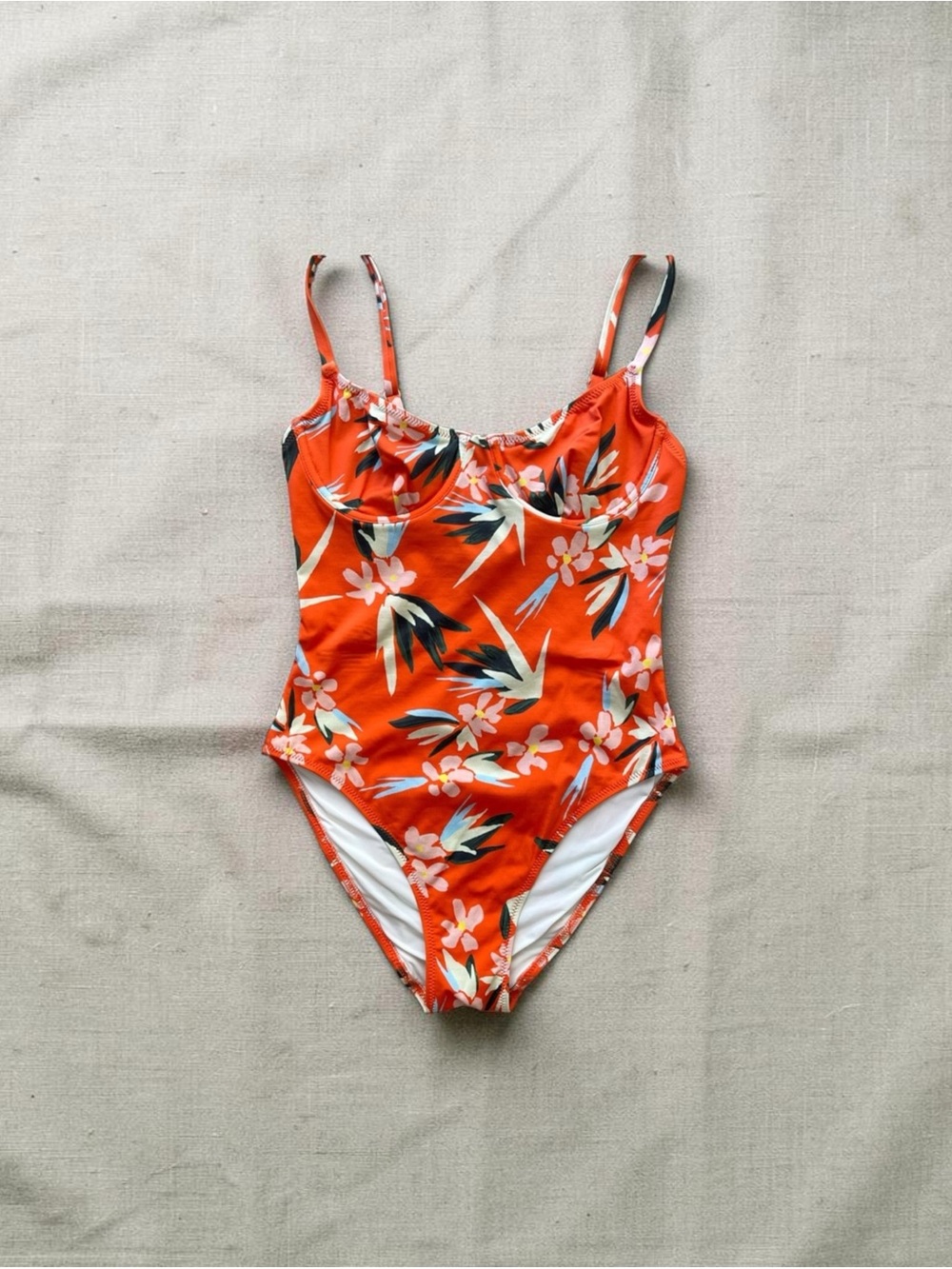 Solid and Striped Vida Floral Bathing Suit XS